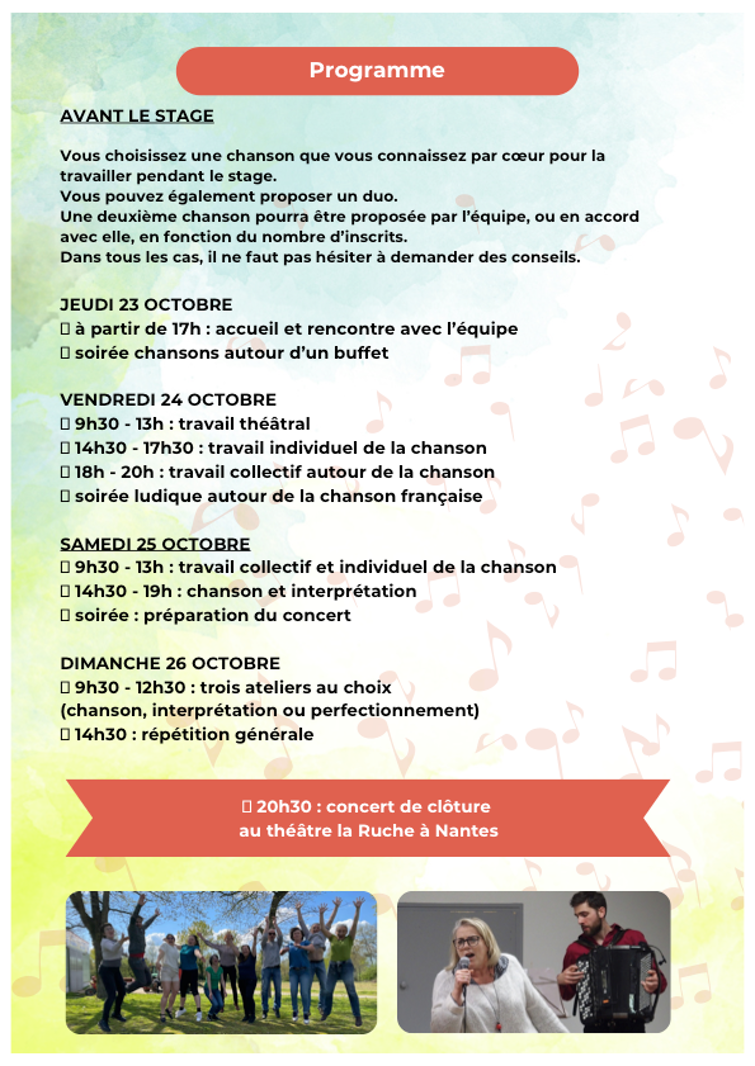 3 stage chansons et interprétation Bertrand